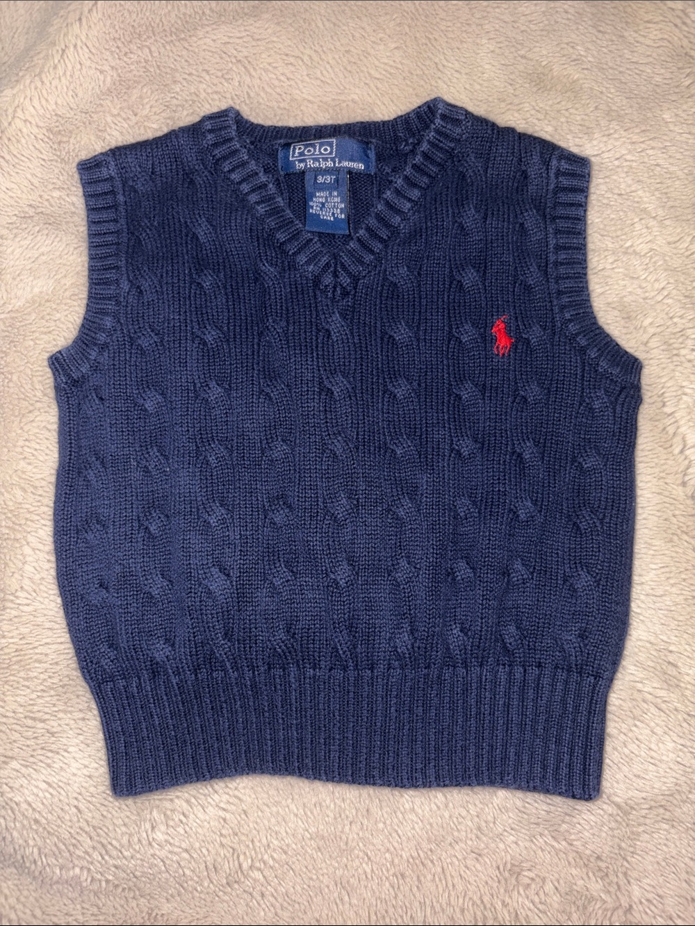 Polo Ralph Lauren Cable-Knit Cotton Sweater Vest, 3T